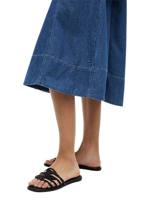 Vestito midi a campana in denim con cintura TOMMY HILFIGER | WW0WW499951BA