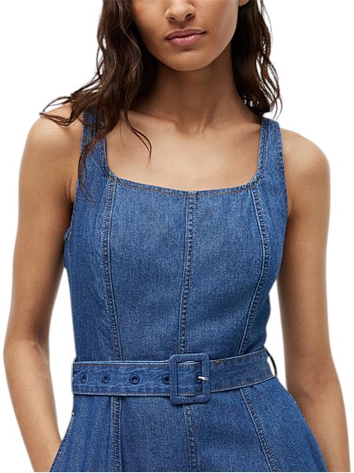 Vestito midi a campana in denim con cintura TOMMY HILFIGER | WW0WW499951BA