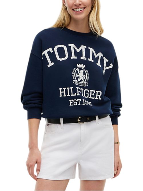 Felpa relaxed fit con logo stemma e lacci TOMMY HILFIGER | WW0WW50941C1G
