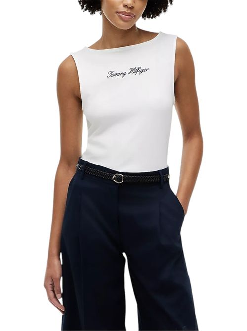 Canotta slim fit con scollatura a barca TOMMY HILFIGER | WW0WW50947YBL