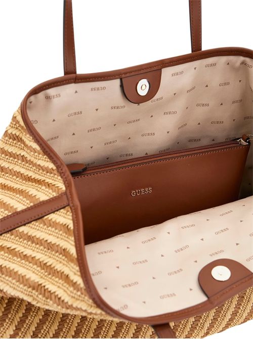Maxi Shopper Vikky rafia bianco naturale GUESS | WS931829COGNAC/NATURALE