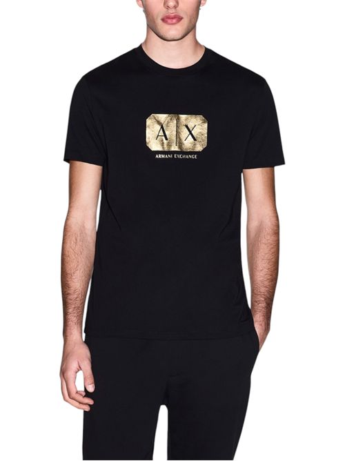 T-Shirt Regular Fit in Jersey con logo metal ARMANI EXCHANGE | XM002826-AF12308UC001