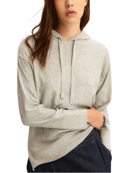 Maglia con cappuccio in light wool lurex e micro paillette emmecru EMME MARELLA | 2615361031005
