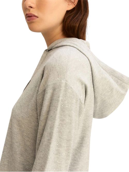 Maglia con cappuccio in light wool lurex e micro paillette emmecru EMME MARELLA | 2615361031005