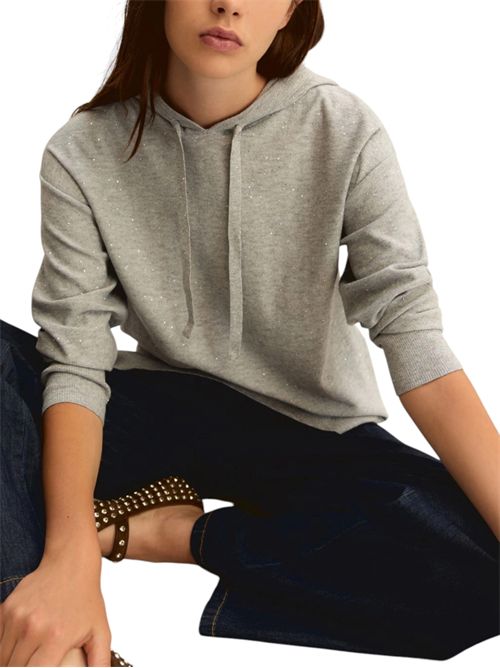 Maglia con cappuccio in light wool lurex e micro paillette emmecru EMME MARELLA | 2615361031005