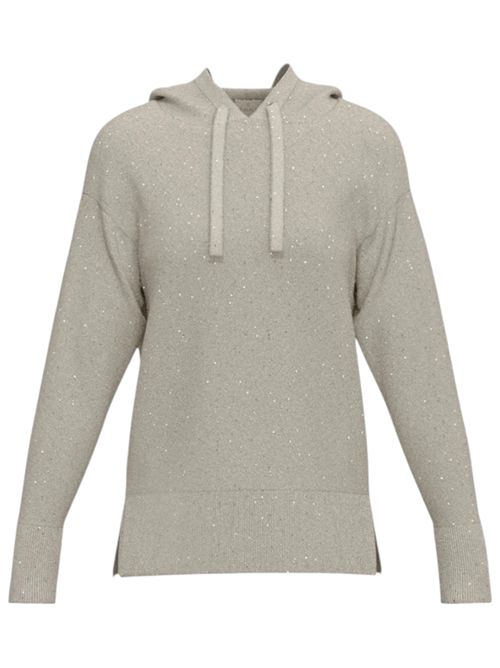 Maglia con cappuccio in light wool lurex e micro paillette emmecru EMME MARELLA | 2615361031005