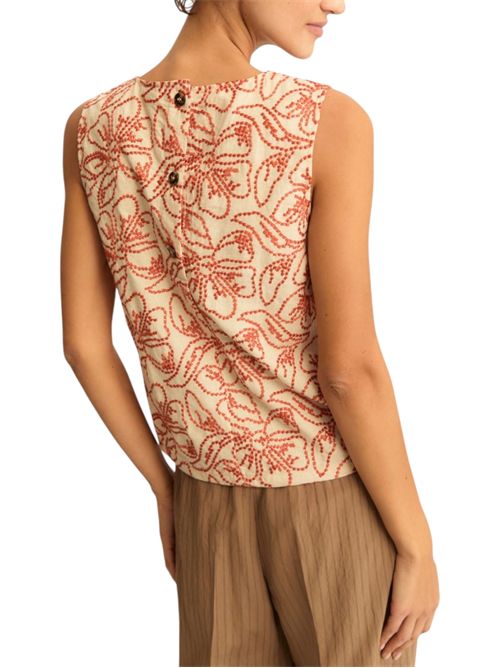 Top in cotone e lino ricamato emmvetro EMME MARELLA | 2615161152001