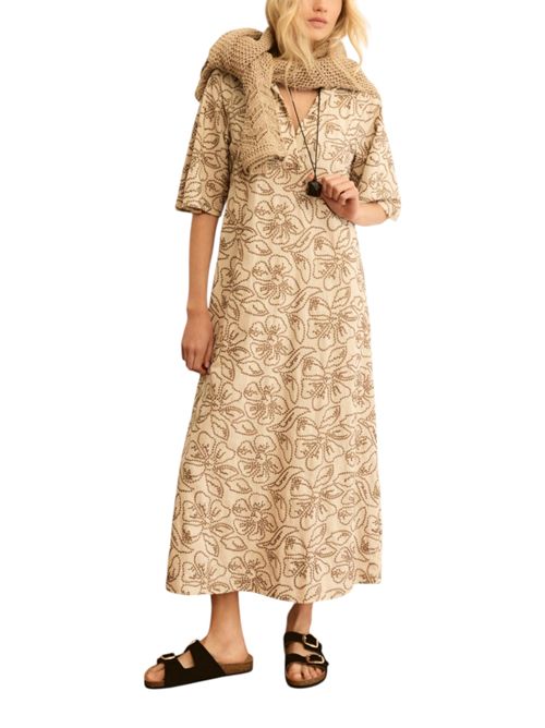 Abito in cotone e lino ricamato emmfolk EMME MARELLA | 2615221222002