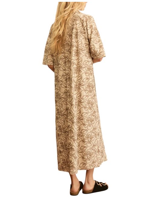 Abito in cotone e lino ricamato emmfolk EMME MARELLA | 2615221222002