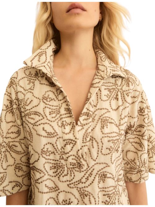 Abito in cotone e lino ricamato emmfolk EMME MARELLA | 2615221222002