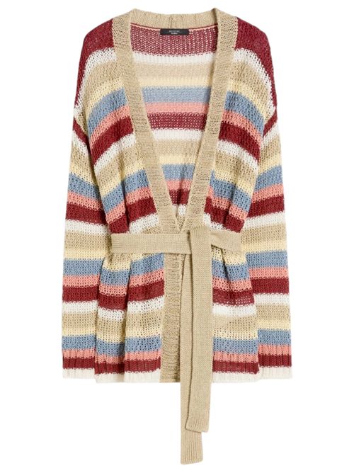 Cardigan in filato di lino con cintura wkdbonito MAX MARA WEEKEND | 261534103220
