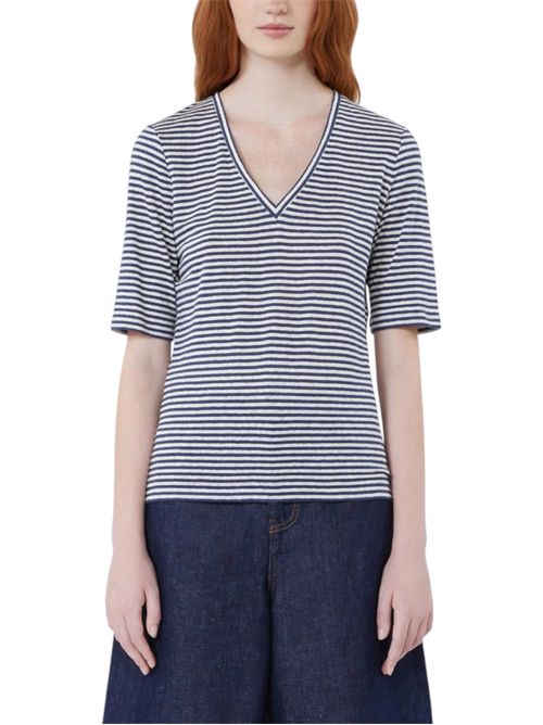 T-shirt a V in jersey di lino stretch wkdopzione MAX MARA WEEKEND | 261594104208