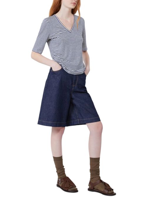 T-shirt a V in jersey di lino stretch wkdopzione MAX MARA WEEKEND | 261594104208