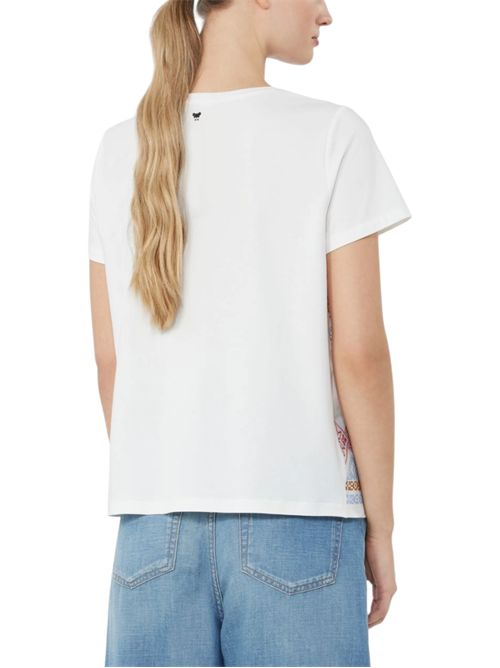 T-shirt in lino ricamato e jersey di cotone stretch wkdgenio MAX MARA WEEKEND | 261594107203