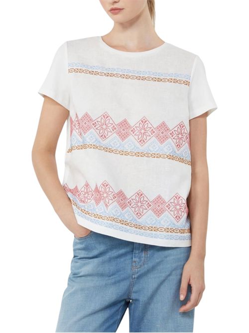 T-shirt in lino ricamato e jersey di cotone stretch wkdgenio MAX MARA WEEKEND | 261594107203
