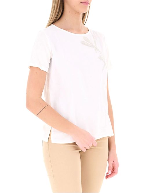 T-shirt in jersey e crêpe de Chine pbbonda libellula PENNYBLACK | 26119710632