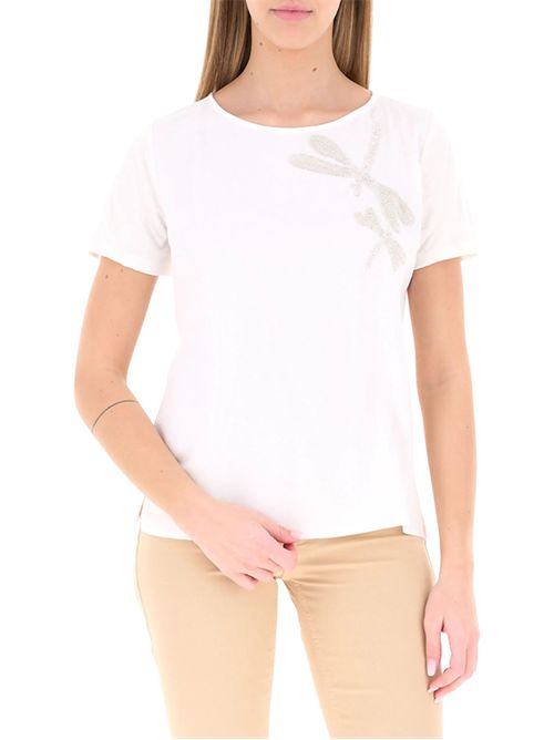T-shirt in jersey e crêpe de Chine pbbonda libellula PENNYBLACK | 26119710632