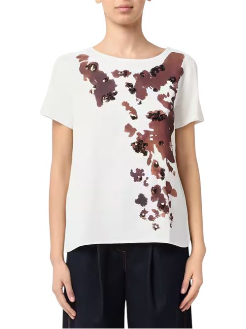 T-shirt in jersey e crêpe de Chine pbbonda cow print PENNYBLACK | 26119710634
