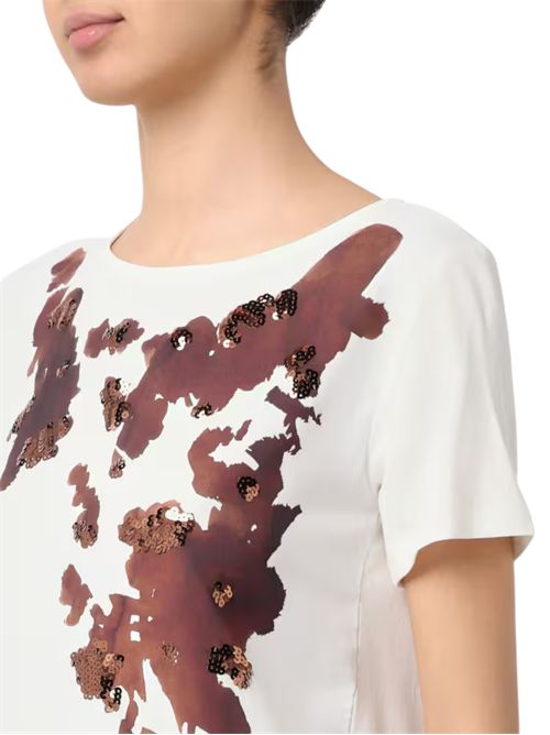 T-shirt in jersey e crêpe de Chine pbbonda cow print PENNYBLACK | 26119710634