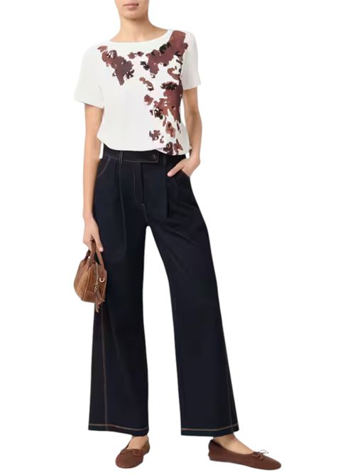 T-shirt in jersey e crêpe de Chine pbbonda cow print PENNYBLACK | 26119710634