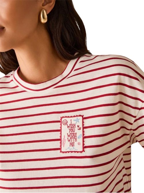 T-shirt in cotone con ricami pbbtabarin bianco con riga PENNYBLACK | 26119711533