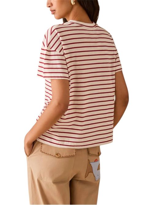 T-shirt in cotone con ricami pbbtabarin bianco con riga PENNYBLACK | 26119711533
