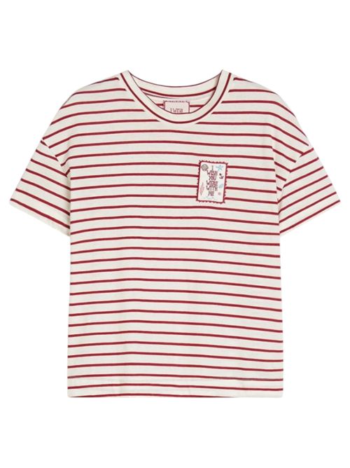 T-shirt in cotone con ricami pbbtabarin bianco con riga PENNYBLACK | 26119711533