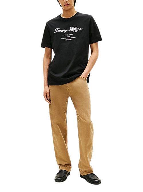 T-shirt in jersey con logo in rilievo nero TOMMY HILFIGER | MW0MW33691BDS