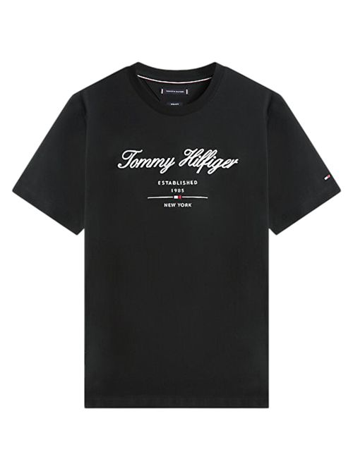T-shirt in jersey con logo in rilievo nero TOMMY HILFIGER | MW0MW33691BDS