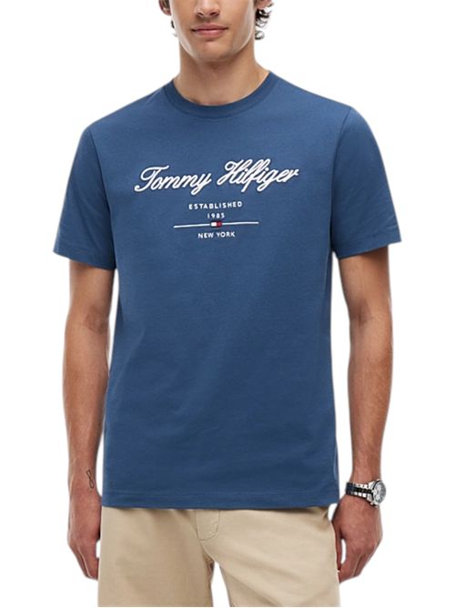 T-shirt in jersey con logo in rilievo avio TOMMY HILFIGER | MW0MW33691DBZ