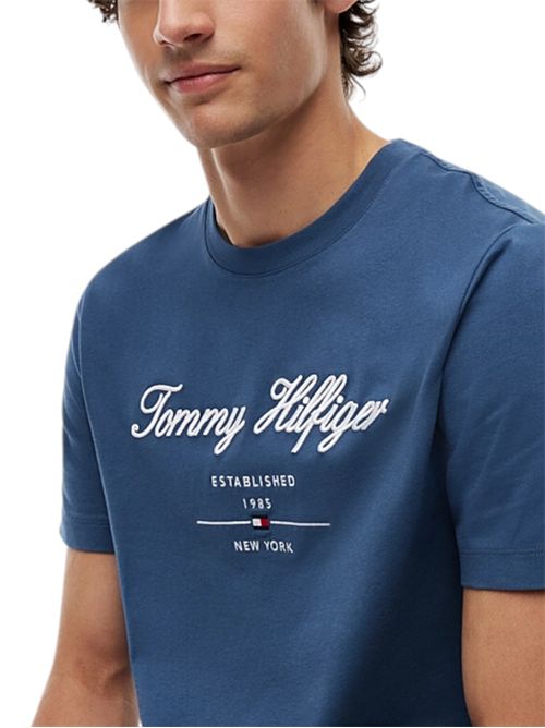 T-shirt in jersey con logo in rilievo avio TOMMY HILFIGER | MW0MW33691DBZ