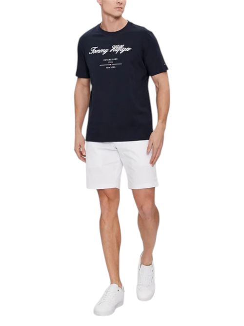 T-shirt in jersey con logo in rilievo blu TOMMY HILFIGER | MW0MW33691DW5