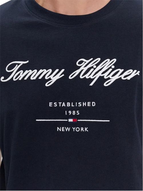 T-shirt in jersey con logo in rilievo blu TOMMY HILFIGER | MW0MW33691DW5