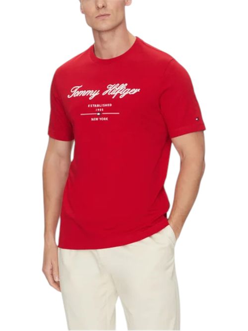 T-shirt in jersey con logo in rilievo rosso TOMMY HILFIGER | MW0MW33691XLD