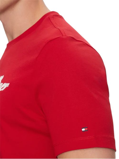 T-shirt in jersey con logo in rilievo rosso TOMMY HILFIGER | MW0MW33691XLD