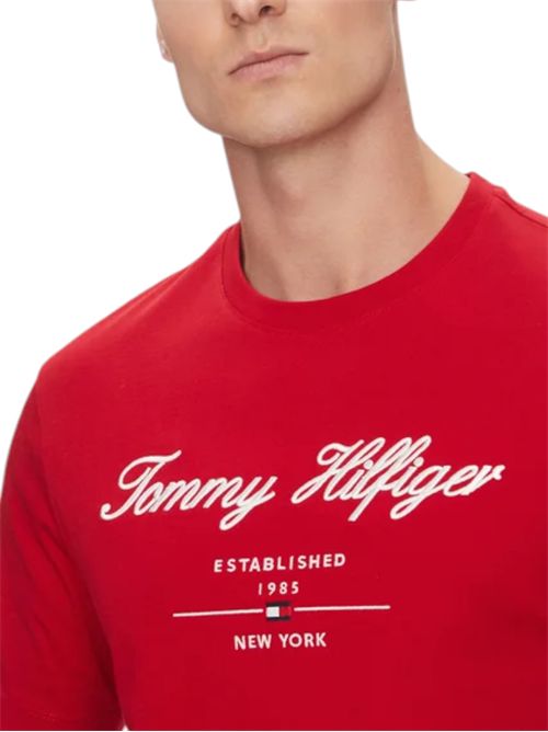T-shirt in jersey con logo in rilievo rosso TOMMY HILFIGER | MW0MW33691XLD