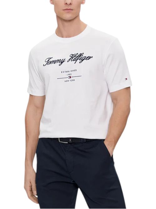 T-shirt in jersey con logo in rilievo bianco TOMMY HILFIGER | MW0MW33691YBR