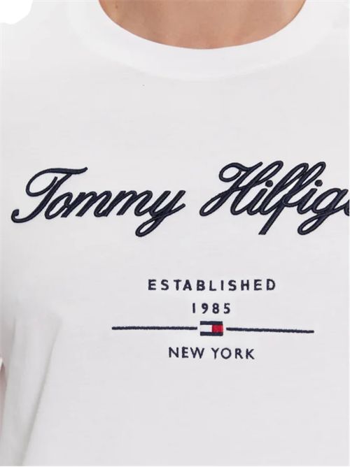 T-shirt in jersey con logo in rilievo bianco TOMMY HILFIGER | MW0MW33691YBR