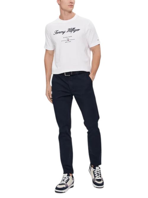 T-shirt in jersey con logo in rilievo bianco TOMMY HILFIGER | MW0MW33691YBR