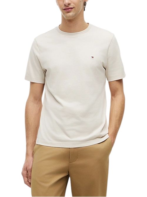T-shirt in jersey con bandierina ricamata cream TOMMY HILFIGER | MW0MW39995ACG