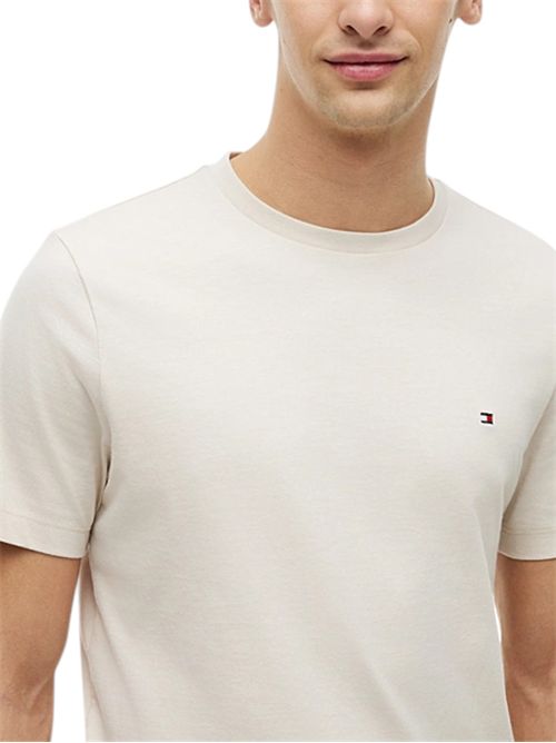 T-shirt in jersey con bandierina ricamata cream TOMMY HILFIGER | MW0MW39995ACG