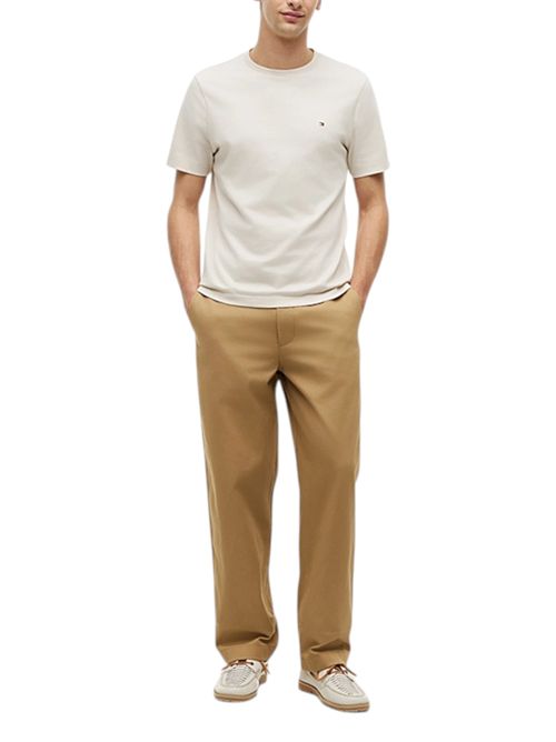 T-shirt in jersey con bandierina ricamata cream TOMMY HILFIGER | MW0MW39995ACG