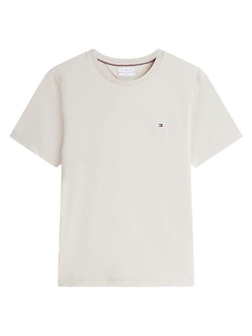T-shirt in jersey con bandierina ricamata cream TOMMY HILFIGER | MW0MW39995ACG