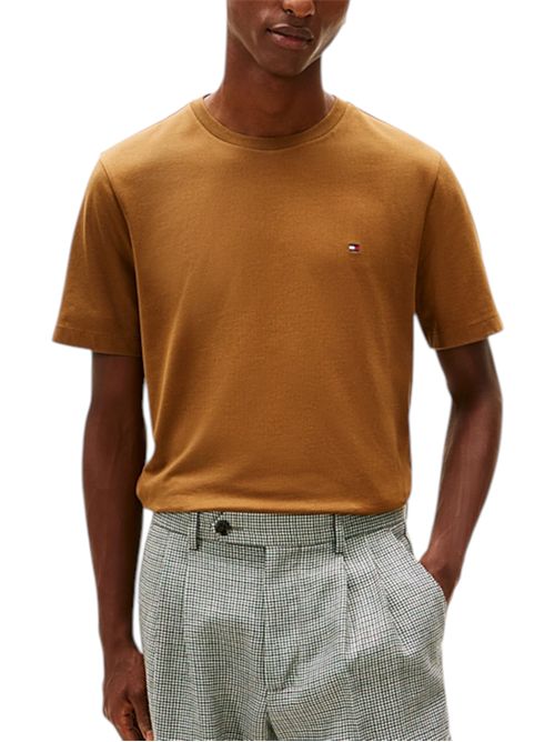 T-shirt in jersey con bandierina ricamata kaki TOMMY HILFIGER | MW0MW39995GWP