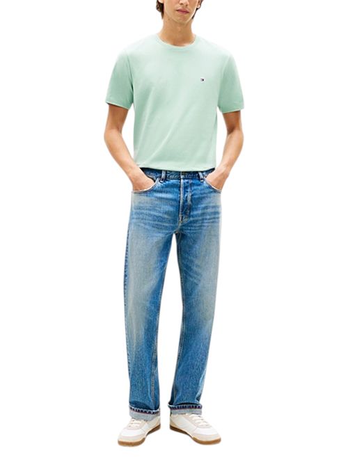 T-shirt in jersey con bandierina ricamata menta TOMMY HILFIGER | MW0MW39995MAI