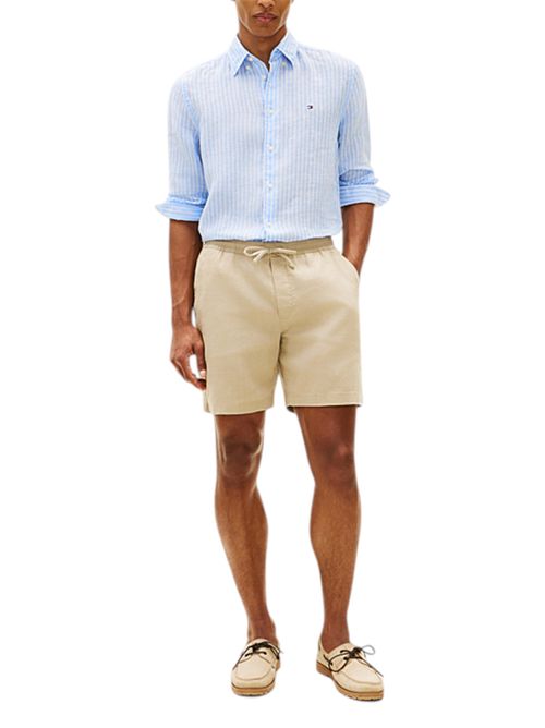 Shorts chino Dover regular fit in misto lino kaki TOMMY HILFIGER | MW0MW44353AEG