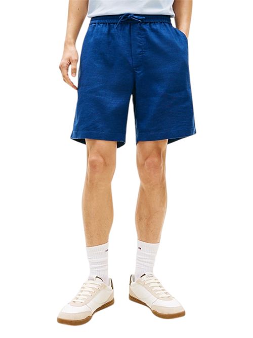 Shorts chino Dover regular fit in misto lino blu jeans TOMMY HILFIGER | MW0MW44353C3I