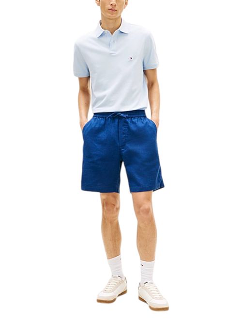 Shorts chino Dover regular fit in misto lino blu jeans TOMMY HILFIGER | MW0MW44353C3I