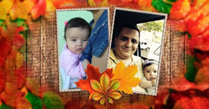 Linda moldura para duas fotos, com folhas coloridas!