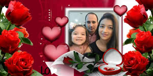 Linda moldura com tema romântico. Escolha uma foto do seu álbum e faça  a sua!